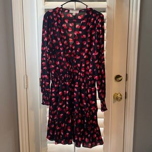 Michael Kors dress size XL black/red/pink long sleeve, V neck